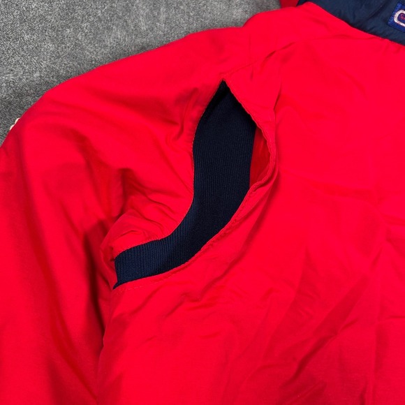 Vintage CB Sports Ski Jacket 80s Red Blue Cropped Bomber Mens XS/S Zip Up Puffer - Picture 8 of 15